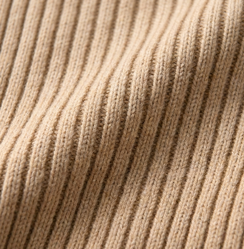 Camel Ribbed Knit Jumpsuit